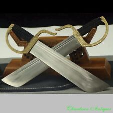 Wing Chun Bart Cham Dao Double Sword Kung Fu Martial Arts Pattern Steel 八斬刀#0768 picture