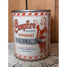 Christmas CAMPFIRE PEPPERMINT Marshmallows Rusty Vintage Inspired Pint Tin picture