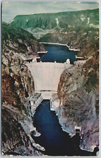 Vintage Postcard Aerial View Boulder Dam Hoover Dam Fortification Mountain 1947 picture