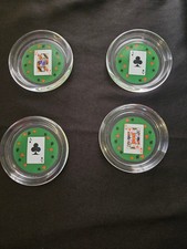 Vintage Luminarc France Glass Playing Card Coasters - Set of 4 picture