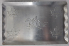 CANADA MAP SOUVENIR SERVING TRAY Aluminum VTG - Maple Leaf- Retro Cocktails 13
