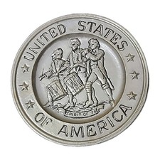 United States Of America Spirit Of 76 Pewter Plate Wall Hanging. / 8.5