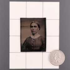 Antique CDV 16th Plate Tintype Photograph of a Fashionable Victorian Lady #1155 picture