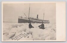 AMAZING 1907 Steamer S.S. Columbia Stuck in Ice Columbia River Postcard RPPC picture