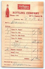 1931 Dr. Pepper Bottling Co. Frederick, MD Billhead Receipt picture