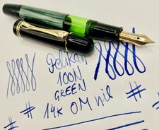 Mint PELIKAN 100N GREEN RARE Fountain Pen- 14k OM Nib- Restored- 140 400 picture