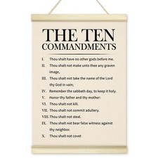 10 Ten Commandments Poster Hanger Frame, Christian Motivational Wooden Canvas... picture