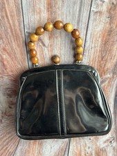 Vintage Wood Handle Jaclyn Patent Leather Handbag picture