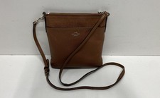 Coach Brown Pebbled Leather Kitt Messenger Crossbody Bag Gold Hardware picture