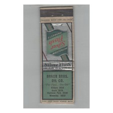 1920s-1930s Universal Match Matchbook Cover Braun Bros Oil Co Highland Park picture