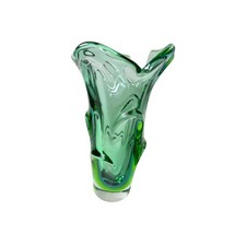 Mid-Century Green Glass Vase 1960s Czech 10