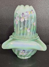 Fenton for QVC 2001 Willow Green Opal Iridized 3 pc Fairy Light picture