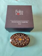 Folio Home Genuine Austrian Crystal Brown Enamel Trinket Pill Ring Stash Box picture