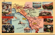 Linen PC Route Road Map Southern California Multiple Famous Scenes Locations picture