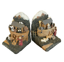Vintage Noahs Ark Bookends Set Religious Animals Home Decor 6.25
