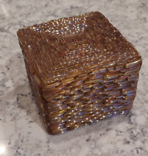 Trinket Box Copper Colored Glass Beads Mosaic Uniquely Beautiful Sparkling Boho picture