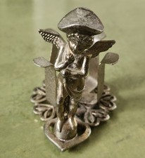 Vintage Metal Cherub Figurine Nail Polish Holder Vanity Hollywood Regency  picture