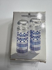 Vintage Cobalt Blue and Silver-plate Salt and Pepper Shaker Set picture