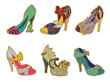 6 Princess Shoes High Heels Themed Pin Set Disney Park Trading Pins Brand New picture