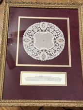Antique Framed Brussels Duchesse 1850 With Needlepoint Flanders Lace VTG picture