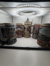 5pc Vintage Miller High Life & Budweiser Beer Stein Lot Great American picture