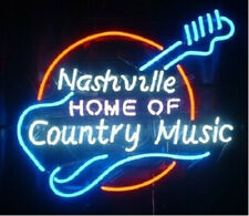 Nashville Home Of Country Music Display Shop Man Cave Wall Glass Neon Sign 24