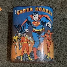 DC SUPER HEROES 1978 Trash Can Superman Batman Wonder Woman Flash Green Lantern picture