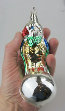 Vintage Blown Glass Jumbo PARROT Bird on Ball Christmas Ornament Germany picture