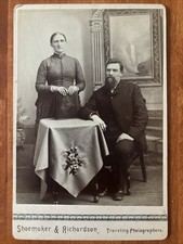 Mature Couple Man w/ Big Goatee Beard Cabinet Card Shoemaker Richardson  picture