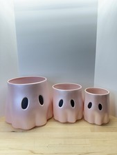 New Viral Set of 3 Pink Ghost Plastic Buckets / Planters Rare Color picture