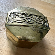 Antique Indonesian Brass Betel Nut Box Octagonal Trinket Pill Casket c. 1900 picture