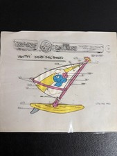 Vintage The Smurfs Production Cel Vanity's Sail Board 1987 picture
