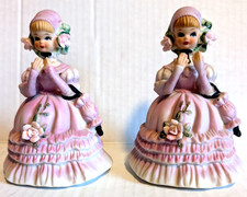 2x Lefton Southern Belle Figurine Pink Dress Blonde Hair Blue Eyes Porcelain 5