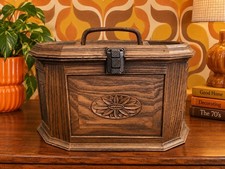 Vintage Lerner Faux Wood Sewing Box with Plastic Insert Grannycore Retro 70’s  picture