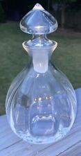 Vtg. Blown Glass Small Decanter Paneled, Onion Stopper, Frosted Tip picture
