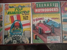 8 Rare Vintage Charlton Comics Lot: Drag-Strip Hot Rodders, Teenage Hotrodders  picture