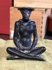 Vintage Japanese Kappa Figure Zen Meditation Pose - 5 inches, Patinated Bronze picture