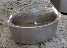 Vintage Hammercraft Cookware Club Aluminum Oval Roaster Pan Leaf Glass Lid H121G picture