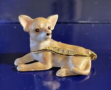 Cheeky Chihuahua Pewter Bejeweled Hinged Miniature Trinket Box Kingspoint picture