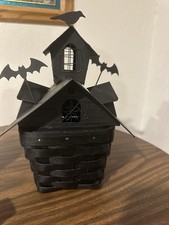 Longaberger 2012 Haunted House Basket &  Metal Roof Topper Tie-Ons EUC picture