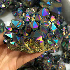100g Large Natural Rainbow Aura Titanium Quartz Crystal Cluster VUG Rock Healing picture