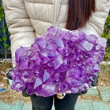 17.85LB Natural Amethyst geode quartz cluster crystal specimen Healing. picture