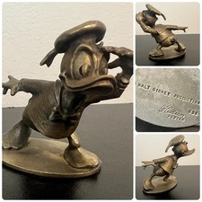 RARE DISNEY Donald Duck Figurine Hudson Pewter #656 Gold Tone 1.75
