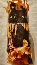 1 vintage Black Cat Green Eyes Halloween Crepe Paper Party Favor W/prizes picture