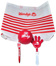 Exclusive Ultra Rare Wendy's Promo Tote Bag Ball Hand Clapper & Frosty Pen Lot picture