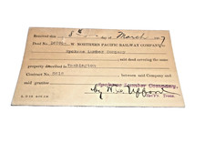 MARCH 1907 NORTHERN PACIFIC RAILROAD SPOKANE WASHINGTON LAND DEED POST CARD picture