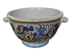 Vintage Hall Pottery Soup Cereal Bowl  Ceramic Winged Floral Dragon #2582 USA picture