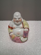 Vintage Hand Painted Happy Buddha Ceramic Figurine Laughing Buddha Decor Statue picture