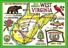 WV Wild Wonderful Map Postcard Ron & Linda Card State Symbols Unposted picture