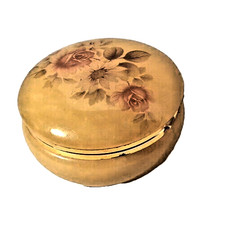 Vintage Himark Alabaster Trinket Box – Rose Carved Lid – Italy Marble picture